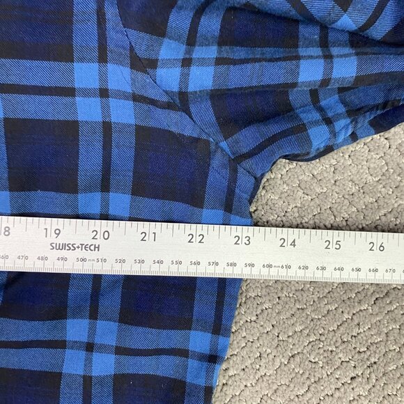 Eton Flannel Shirt Large 42 16.5 Blue Contemporary Fit Lightweight Plaid Indigo - Picture 9 of 13